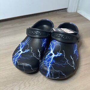 NWT Crocs At Work Bistro Clogs Blue Lightning Bolt Slip Resistant M5 W